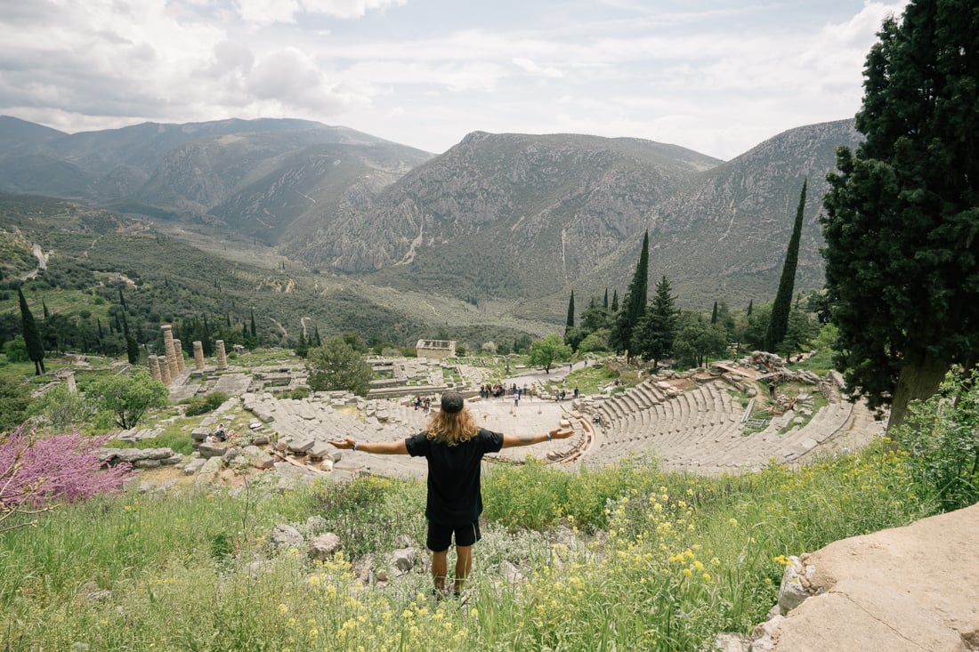 temple of apollo at delphi, sanctuary of apollo, the sanctuary of apollo, delphi greece, delphi oracle, delphi ancient greece